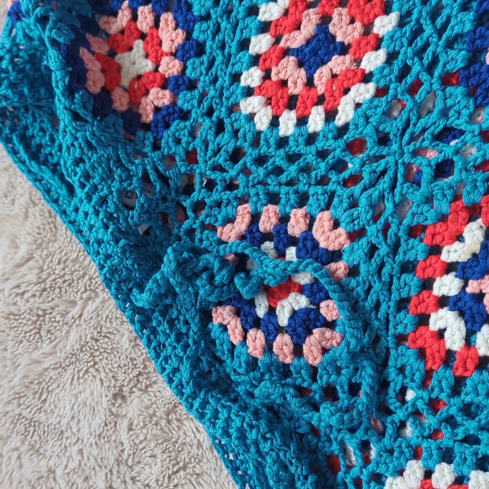 Geometric Pattern Tassel Trim Open Knit Skirt - image 8